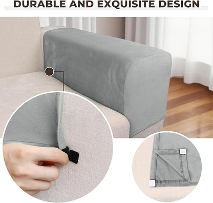 Couch Arm Covers 2 Pcs Sofa Armrest Covers Stretch Couch,Armrest Cover for Chairs Scratch-Resistant Sofa Arm Cover Armchair Slipcovers,Light Grey