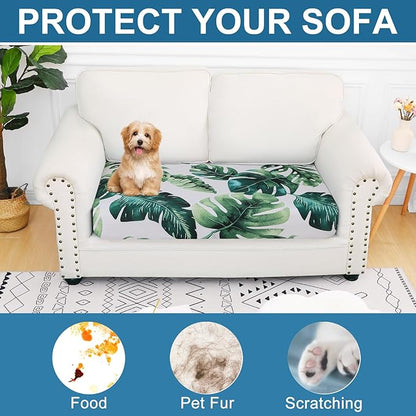 Smiry Printed Couch Cushion Covers, Stretch Soft Couch Covers for Sofa, Washable Non-Slip Sofa Slipcover Furniture Protector for Indoor and Outdoor (Medium, Green)