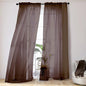 OVZME Elegant Voile Panels - Solid Color Sheer 96" Length Window Curtains, Chocolate, 2 Panels=84" W