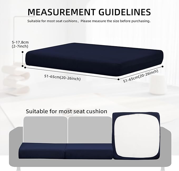 12Pcs Outdoor Cushion Covers, Patio Cushion Covers,Stretch Elastic Slipcovers, Replacement Washable & Reusable Furniture Protector for Patio Couch (Navy Blue,Cover Only)