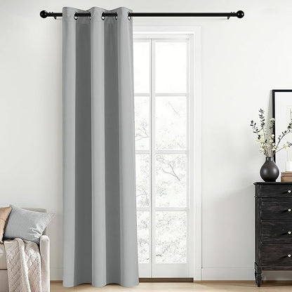 Yakamok Blackout Curtains for Bedroom,Grommet Thermal Insulated Room Darkening Curtains for Living Room,1 Panel (38 x 84Inch, Light Grey)