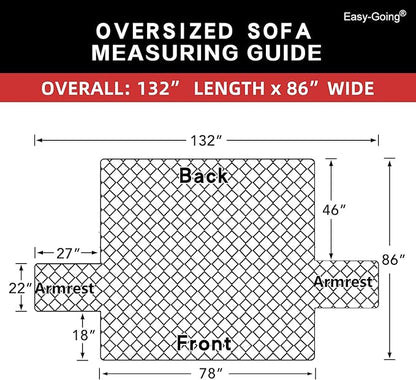 Easy-Going Reversible Oversized Couch Cover for 3 Cushion Couch Sofa Cover for Dogs Water Resistant Furniture Protector Cover with Foam Sticks for Pet (Oversized Sofa, Orange/Black)
