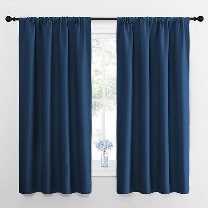 NICETOWN RV Blackout Curtains for Camper Windows, Moroccan Blue, 29" Wide by 50" Long, 2 PCs, Short Blackout Curtains & Drapes, Thermal Insulated Blackout Curtain Panels for Kids Room, Play Room