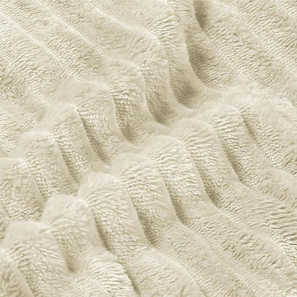 BEDELITE Fleece Blanket Twin Size – 3D Ribbed Jacquard Soft and Warm Decorative Fuzzy Blankets – Cozy, Fluffy, Plush Lightweight Throw Blankets for Couch, Bed, Sofa(Beige, 60x80 inches)