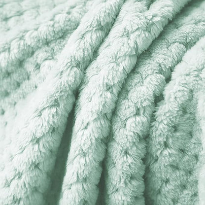 Exclusivo Mezcla Fleece Throw Blanket, Super Soft and Warm Blankets for Couch, Sofa and Bed Waffle Textured, Cozy, Fuzzy and Lightweight (Mint Green, 40x50 Inches)