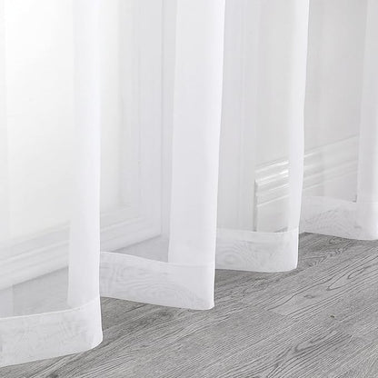 OWENIE White Sheer Curtains 68 Inch Length 2 Panels Set for Bedroom Living Room, Light Filtering Voile Sheer Curtains, Airy Rod Pocket Farmhouse Curtain, White, Each 42Wx68L inch