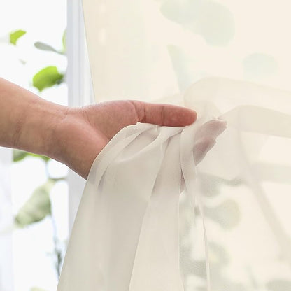 OVZME Cream Sheer Curtains 84 Inches Long 2 Panels - Soft Light Filtering Window Sheer Panels for Living Room/Bedroom, Top Dual Rod Pocket, 1 Pair, Each 42Wx84L Inches