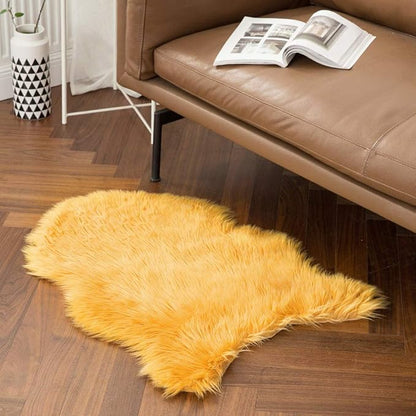 MIULEE Luxury Super Soft Fluffy Area Rug Faux Fur Sheepskin Rug Decorative Plush Shaggy Carpet for Bedside Sofa Floor Nursery Fall Decor 2 x 3 Feet, Orange Yellow