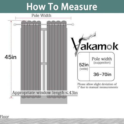Yakamok Dark Gray 100% Blackout Curtains, Energy Saving Thermal Insulated 2 Thick Layers Total Blackout Drapes with Black Liner for Bedroom (52Wx45L,Dark Grey, 2 Panels)