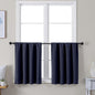 Simplebrand Ava Navy Blue Short 30 Inches Blackout Curtain 2 Panels Set, Half Window Rod Pocket Privacy Curtain Tiers for Kitchen, Curtains Blackout for Bathroom Shades, W30 x L30 Inch, Navy Blue