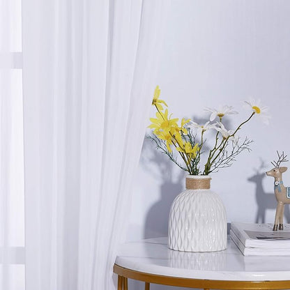 NICETOWN Sheer Curtains 63 inch Length - Grommet Living Room Curtain Panels Voile Textured Soft and Lightweight Window Treatments for Bedroom Decor, W37 x L63, 2 Pieces