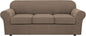 H.VERSAILTEX 4 Piece Stretch Sofa Covers for 3 Cushion Couch Covers for Living Room Furniture Slipcovers (Base Cover Plus 3 Seat Cushion Covers) Upgraded Thicker Jacquard Fabric (Sofa, Macchiato)