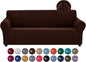 Joccun Stretch Couch Cover Slipcovers, 1-Piece Sofa Covers for 3 Cushion Couch Spandex Jacquard Washable Furniture Protector Cover for Living Room,Kids,Pets(Sofa,Chocolate)