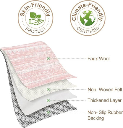 Nakagishi Pink Rugs for Bedroom Girls: 4x6 Washable Boho Large Neutral Area Rug Cute Soft Modern Indoor Floor Non Slip Accent Carpet for Living Room Nursery Kids Playroom Dorm Preppy Baby Room Decor