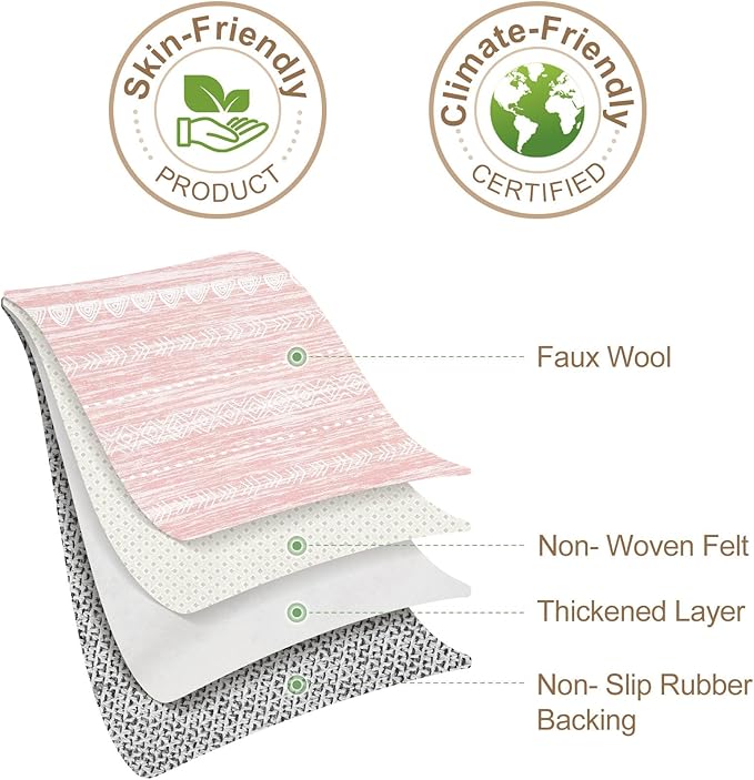 Nakagishi Pink Rugs for Bedroom Girls: 7x10 Washable Boho Large Neutral Cute Soft Area Rug Modern Indoor Floor Non Slip Accent Carpet for Living Room Nursery Kids Playroom Preppy Room Dorm Baby Room