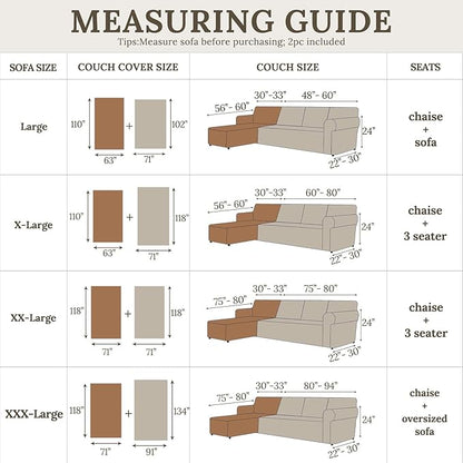HOMERILLA Sectional Couch Covers for Sectional Sofa L Shaped Sofa Cover Blanket 2 Pieces L Shape Furniture Protector for Pets Dogs (Chocolate, Large)