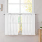 Simplebrand White Tier Curtains for Kitchen 24 Inches Long 2 PaSet, Rod Pocket Cafe Curtain Light Filtering Sheer Short Curtains for Bathroom/Basement Half Window 42 x 24 Inch, 2Pcs, White