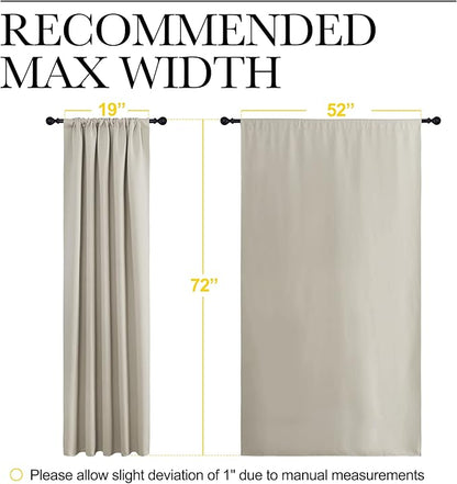 NICETOWN Blackout Curtains for Living Curtains, Room Darkening Window Curtain Panels, Easy-Care Solid Thermal Insulated Draperies/Drapes for Daughter Room (Natural, 2 Panels, 52 by 72)