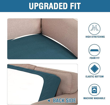 H.VERSAILTEX Super Stretch Individual Seat Cushion Covers Sofa Covers Couch Cushion Covers Slipcover Sets Thick Jacquard Textured Twill Fabric (1 Piece Chair Cushion Cover, Deep Teal)