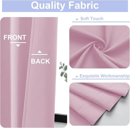 Simplebrand Ava Pink Blackout Curtains for Bedroom 84 Inch Length 2 Panels Set, Solid Thermal Insulated Privacy Nursery Window Treatment Curtains Blackout Drapes, W40 x L84 Inch, Pink