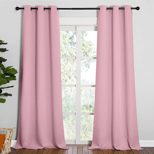 NICETOWN Patio Glass Door Blackout Curtains for Bedroom/Living Room, Privacy Panel Drapes for Dining Room and Guest Room (Crystal Pink, 42 inches Wide x 95 inches Long, 1 Pair)