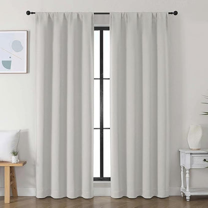 Simplebrand Ava Natural Blackout Curtains for Bedroom, 78 Inch Length, 2 Panels Set, Privacy Thermal Insulated Rod Pocket Window Curtains for Patio, French Door, W40 x L78 Inch