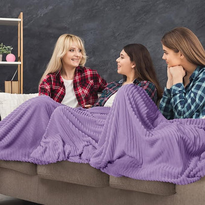 Buryeah 6 Pcs Flannel Throw Blanket Bulk 50 x 60 in Sleepover Blanket Outdoor Wedding Throw Lightweight, Oeko-tex Standard 100 Certified for Sofa Homeless Gifts (Pale Purple)