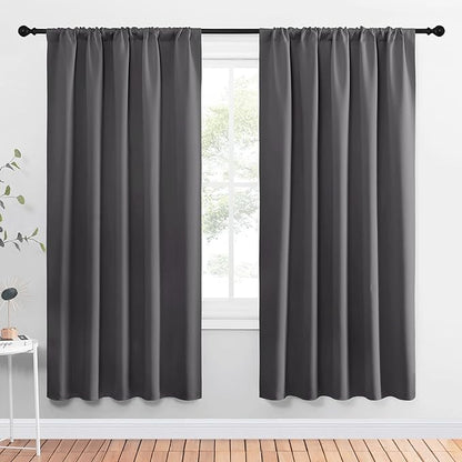 NICETOWN Blackout Curtain Panels for Window - Thermal Insulated Rod Pocket Blackout Drapes/Draperies for Dining Room (2 Panels, W52 x L72 inches, Grey)