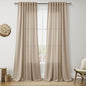 Nanspring Sepia Beige Linen Curtains 84 Inch Length 2 Panels Set for Living Room Rustic Farmhouse Decor Light Filtering Semi Sheer Curtain Back Tab Neutral Modern Drapes for Bedroom Office 52x84