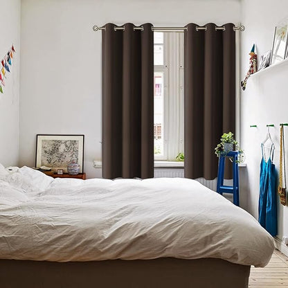 BGment Blackout Curtains for Living Room - Grommet Thermal Insulated Room Darkening Curtains for Bedroom, 2 Panels of 42 x 72 Inch, Brown