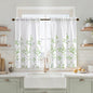 HOMEIDEAS Kitchen Curtains, Short Non-See-Through Privacy 30X36 Inch Length Tier Curtains, Green and White Leaf Floral Print Light Filtering Semi Sheer Small Window Drapes for Bathroom Cafe, 2 Panels