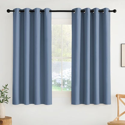 NICETOWN Room Darkening Draperies Curtains Panels, 2 Panels Stone Blue W52 x L63