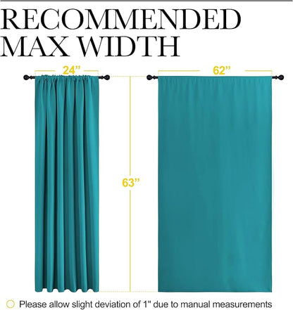 NICETOWN Peacock Blue Blackout Curtains Panels for Window, Thermal Insulated Rod Pocket Blackout Drapes/Draperies for Living Room (2 Panels, W62 x L63 inches)