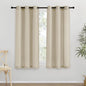 NICETOWN Thick Linen Blend Curtains Flax Textured for Bedroom, Rustic Grommet Semi Sheer Privacy Added Window Curtains & Drapes Light Filtering for Nursery, Angora, W42 x L63, Set of 2