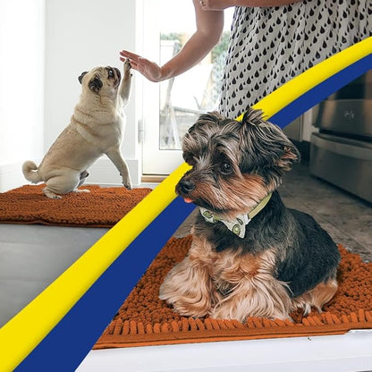Muddy Mat® | Super Absorbent Door Mat Indoor, Microfiber Quick Dry Chenille Entryway Rug, Non-Slip Front Door Mat, Indoor Mats for Entryway, Machine Washable Pet Rug, Orange 28"x18"