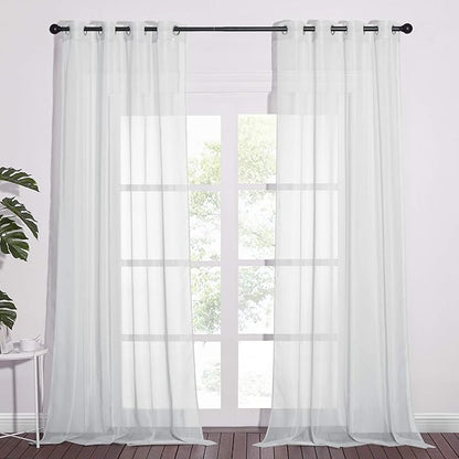 NICETOWN Soft Voile Sheer Curtains for Bedroom, Grommet Elegant Lightweight Window Drapes Airy & Breathable for Farmhouse/Living Room, 2 Panels, Light Grey, W54 x L90