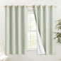 NICETOWN Sage Green 100% Blackout Short Curtains 68 inches Lenghth Burg for Kitchen, 2 Panels, Burlap Linen Drapes with Thermal Insulated White Liner, Keeping Out Cold Air and Heat Panels