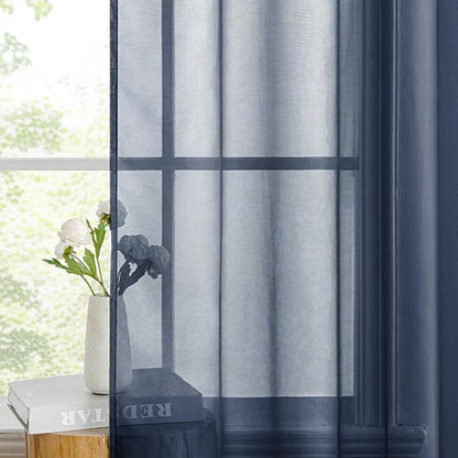 MIULEE 2 Panels Navy Blue Sheer Curtains 84 inches Long Window Curtains Rod Pocket Elegant Window Voile Panels/Drapes/Treatment for Bedroom Living Room (54X84 Inches)
