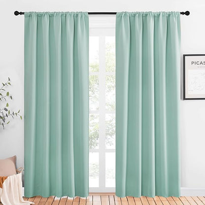 NICETOWN Window Curtains Blackout Drapes, Aqua Blue, 1 Pair, 52 by 84-Inch, Thermal Insulated Solid Rod Pocket Blackout Curtains/Draperies for Living Room