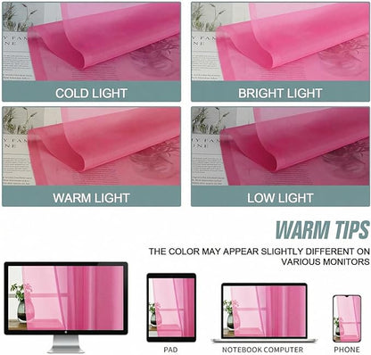 Sheer Curtains 63 Inch Length 2 Panels, Voile Sheer Curtain for Living Room, Breathable Light Filtering Window Treatments, Soft Fabric Dual Rod Pocket Drapes, Hot Pink, 2x42Wx63L Inches