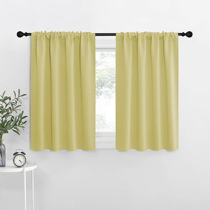 NICETOWN RV Bunk Curtains, Paler Yellow, 2 Panels, W42 x L30 -Inch, Kitchen Window Curtains Over Sink, Thermal Insulated Rod Pocket Blackout Blinds & Drapes for Small Windows