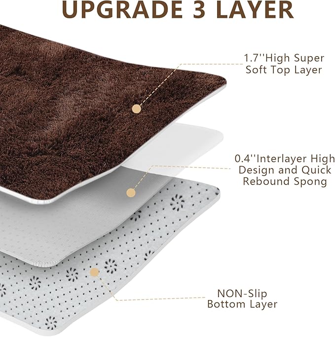 Shag Area Rugs for Bedroom Living Room,Brown 4X6 Ultra Soft Fluffy Area Rugs for Dorm, Indoor Carpet Nursery Rugs for Kids Girls Room Home Decor,Brown