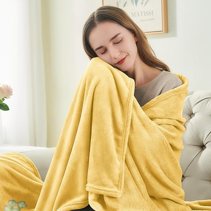 BEDELITE Fleece Blanket Cream Yellow Throw Blankets for Couch & Bed, Luxury Plush Cozy Fuzzy Blanket 50" x 60", Super Soft Warm Lightweight Throw Blanket for Travel Camping