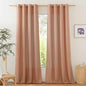 NICETOWN Linen Flax Semi Sheer Curtains 92" Length, Grommet Window Treatments Privacy Added with Light Penetration Vertical Drapes for Loft/Home Office, Terracotta, W55 x L92, 2 Panels