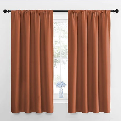 NICETOWN RV Blackout Curtains for Camper Windows, Burnt Orange, 29" Wide by 50" Long, 2 PCs, Short Blackout Curtains & Drapes, Thermal Insulated Blackout Curtain Panels for Kids Room, Play Room