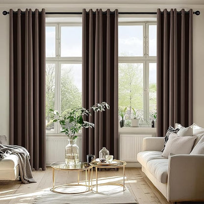 MIULEE Chocolate Brown Blackout Curtains for Bedroom Living Room 72 Inches Long 2 Panels, Thermal Insulated Room Darkening Drapes Solid Grommet Noise Reduction Window Treatments 40x72 inch