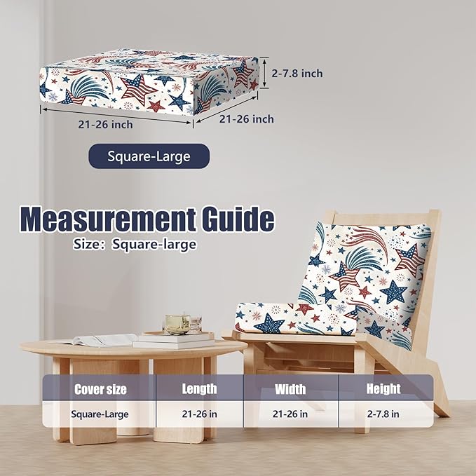 8Pcs Stretch Patio Cushion Covers, Outdoor Couch & Sofa Replacement Slipcovers for Patio Furniture Cushion Covers, Washable Reusable Furniture Protector