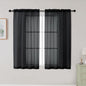 Black Sheer Curtains for Bedroom Living Room 45 Inch Length 2 Panels, Soft Airy Light Filtering Small Kitchen Window Curtains, Rod Pocket Short Curtain Drapes, Black, 42" Wx45 L Inches
