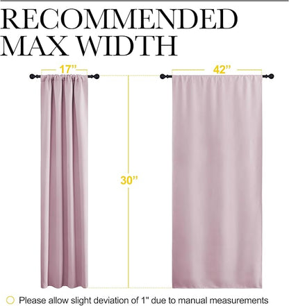 NICETOWN 2 Panels Blackout Curtains, Rod Pocket Thermal Insulated Drapes for Kitchen, Heavy Duty Small Window Treatment for Dorm Room, Studio Apartment, Basement (Baby Pink, W42 x L30)