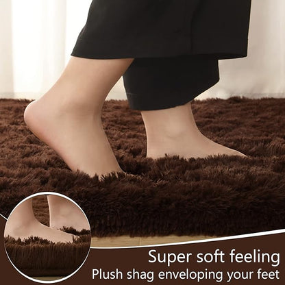 LOCHAS Ultra Soft Indoor Modern Area Rugs Fluffy Living Room Carpets for Children Bedroom Home Decor Nursery Rug 5x8 Feet, Brown